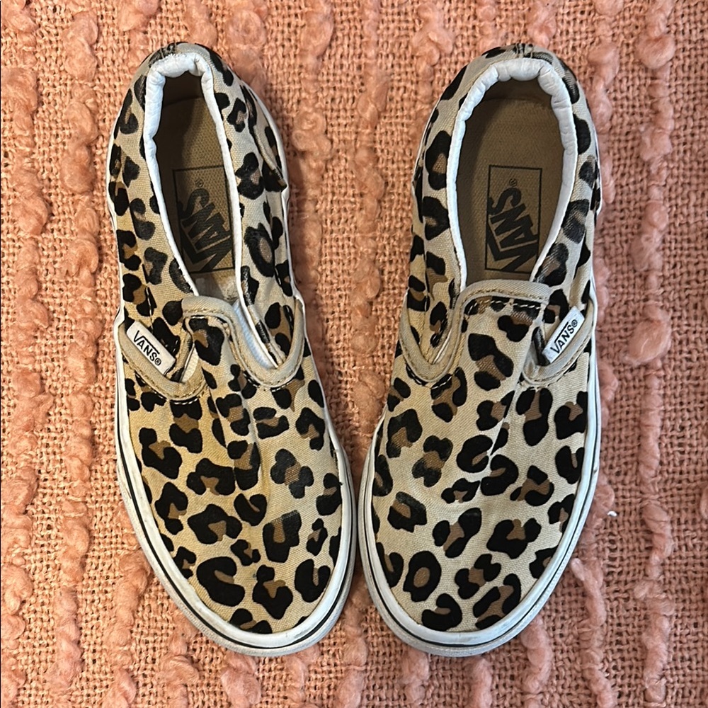 Vans Tan and Black Sneakers with Slip-On Design